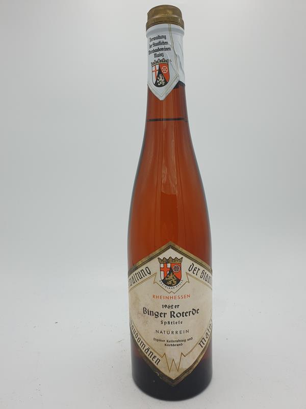 Staatliche Weinbaudomne Mainz - Binger Roterde Riesling Sptlese naturrein 1962