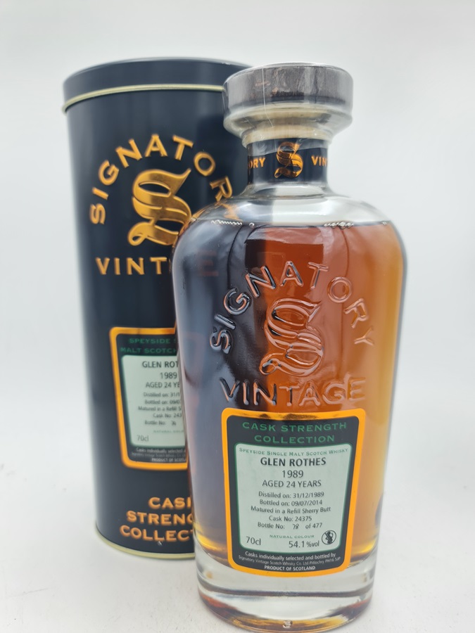 Glenrothes 1989 24 Years Old bottled 2014 Speyside Single Malt Scotch Whisky Signatory Vintage Cask Strength N24375 54,1% alc by vol bt N78 with OC