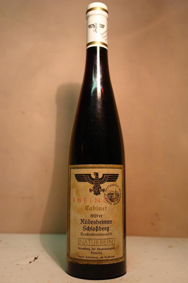 Hessische Staatsweingter Kloster Eberbach - Rdesheimer Schlossberg Riesling Trockenbeerenauslese Versteigerungswein 1929