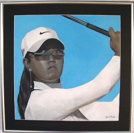 Gemälde Kunstwerk Golf der Künstlerin Jasmin Keller - Michelle Wie LPGA-Tour inkl. hochwertiger Rahmung 50cm x 50cm