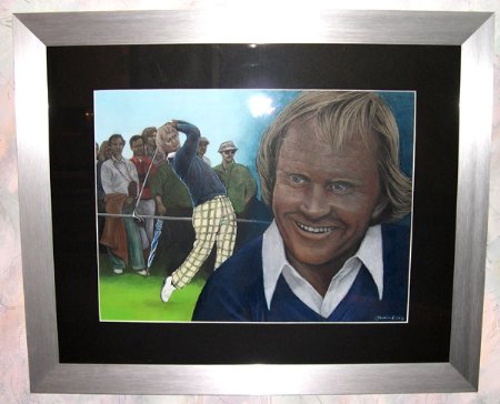 Gemälde Kunstwerk Golf der Künstlerin Jasmin Keller - Jack Nicklaus inkl. hochwertiger Rahmung 50cm x 60cm