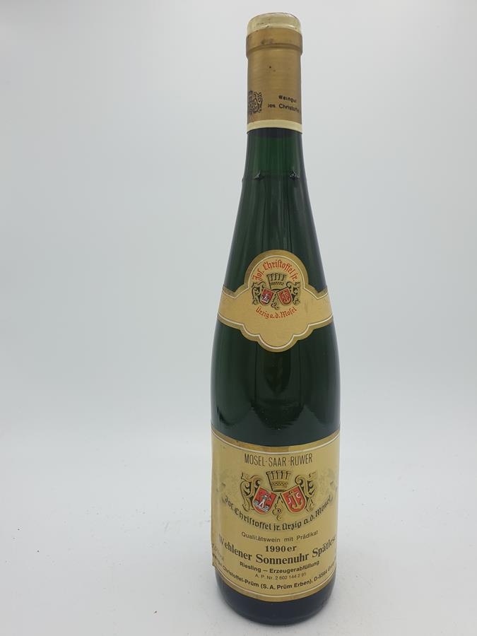 Jos. Christoffel Jr. (Christoffel-Prüm) - Wehlener Sonnenuhr Riesling Spätlese Goldkapsel 1990