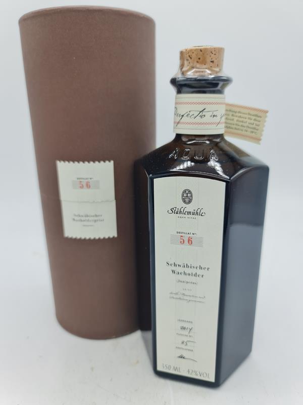 Stählemühle Christoph Keller - Schwäbischer Wacholger Geist 'Juniperus' Jahrgang 2014 Destillat N°56 Flasche N°25 350ml 42% alc by vol in Verpackung