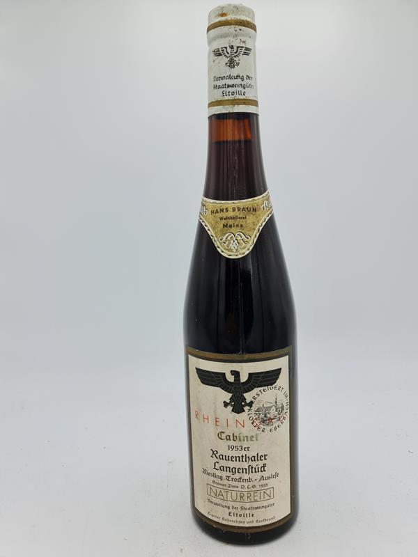 Hessische Staatsweingüter Kloster Eberbach - Rauenthaler Langenstück Riesling Trockenbeerenauslese Versteigerungswein 1953