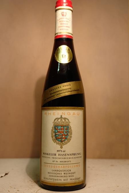 Landgräflich Hessiches Weingut Johannisberg 'Prinz von Hessen' - Winkeler Hasensprung Riesling Trockenbeerenauslese Versteigerungswein 1971
