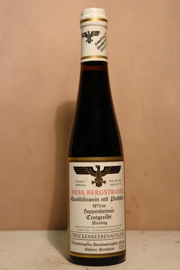 Hessische Staatsweingüter Domaine Bergstrasse - Heppenheimer Centgericht Riesling Trockenbeerenauslese 1976 Hessische Staatsweingüter Domaine Bergstrasse - Heppenheimer Centgericht Riesling Trockenbeerenauslese 1976