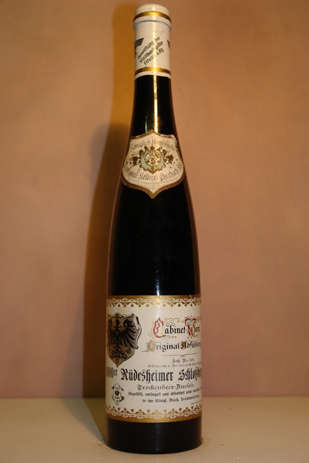 Königlich Preuss. Domänenkellerei - Rüdesheimer Schloßberg Riesling Trockenbeerenauslese FASS 50 Versteigerung W. Ruthe 1900
