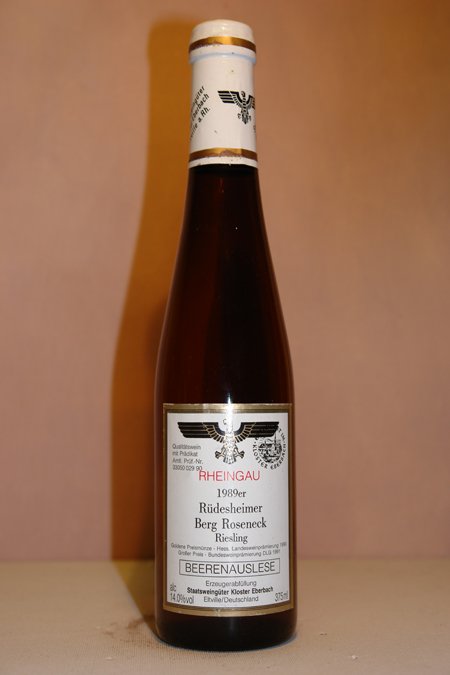 Hessische Staatsweingüter Kloster Eberbach - Rüdesheimer Berg Roseneck Riesling Beerenauslese Versteigerungswein 1989 375ml