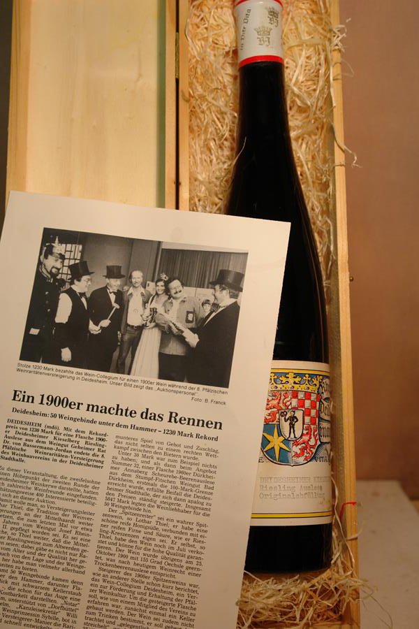 Dr. von Bassermann-Jordan - Deidesheimer Kieselberg Riesling Auslese 1900 'harvested at 155° Oechsle from record Auction in 1980'