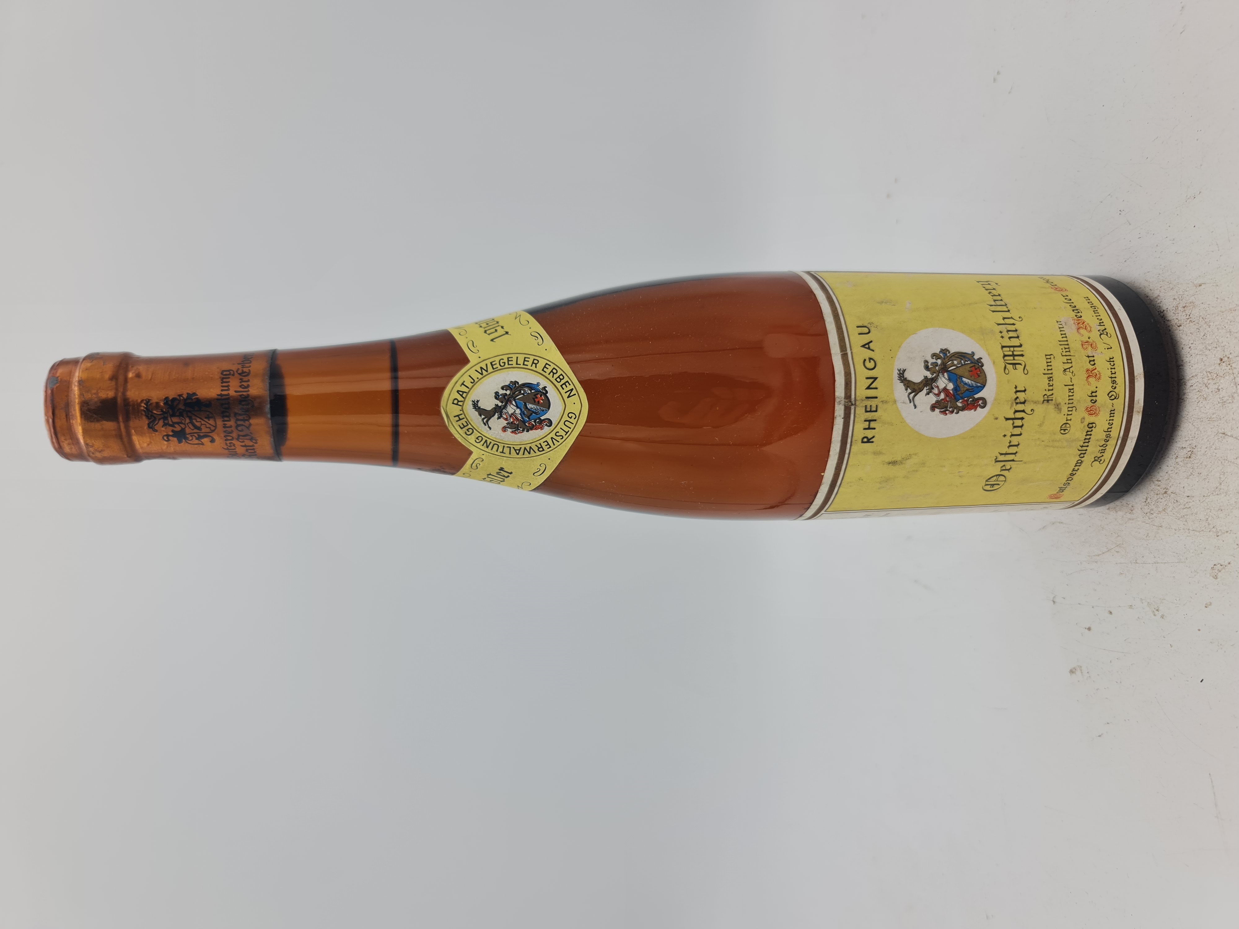 J. Wegeler, Privy Councillor, Estate Management – Oestricher Mühlberg Riesling, Original Bottling 1960