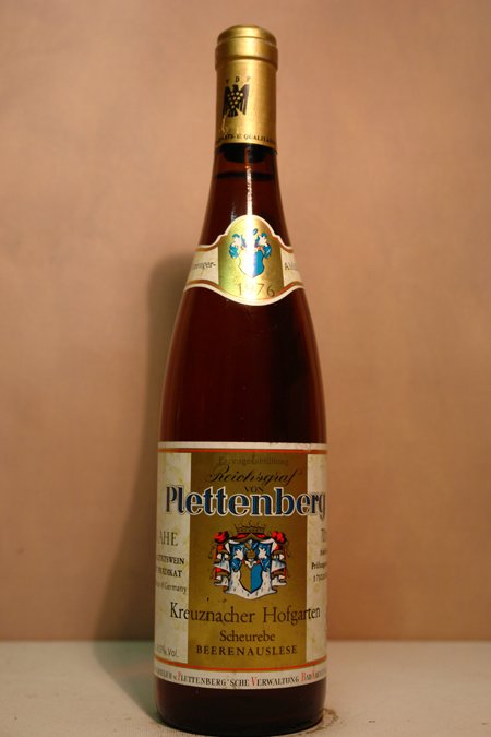 Reichsgraf von Plettenberg - Kreuznacher Hofgarten Scheurebe Beerenauslese Goldkapsel 1976