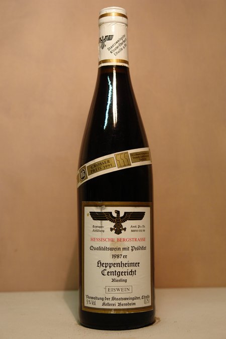 Hessische Staatsweingüter Domaine Bergstrasse - Heppenheimer Centgericht Riesling Eiswein 1987 Hessische Staatsweingüter Domaine Bergstrasse - Heppenheimer Centgericht Riesling Eiswein 1987