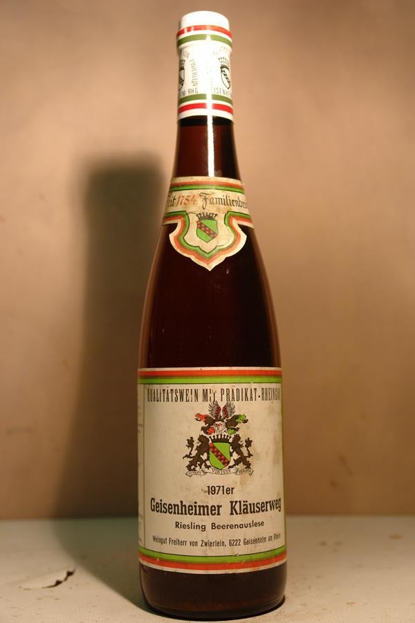 Schlossgut Freiherr von Zwierlein - Geisenheimer Kläuserweg Riesling Beerenauslese 1971