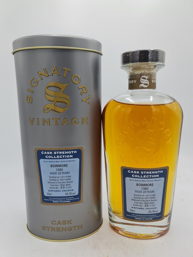 Bowmore 1980 28 Years Old bottled 2008 Islay Single Malt Scotch Whisky Signatory Vintage Cask Strength Collection 45,9% alc by vol OC bt N°33 of 325