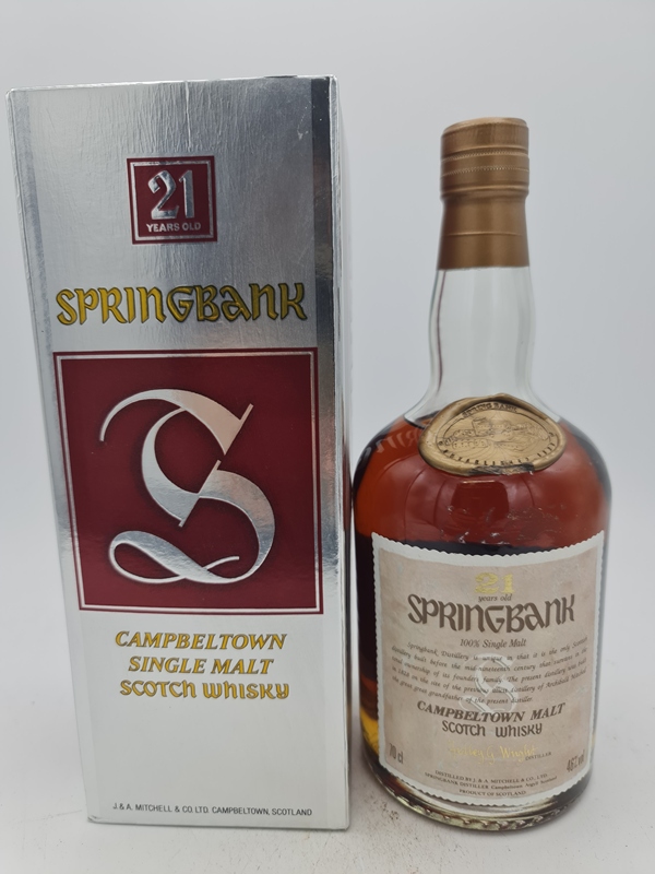 Springbank 21 Years Old Single Malt Scotch Whisky Round Dumpy Parchment Style Label Hedley G Wright 700ml 46,0% alc by vol. with OC