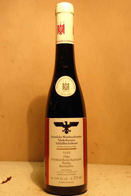 Staatliche Weinbaudomäne Niederhausen Schlossböckelheim - Schlossböckelheimer Kupfergrube Riesling Beerenauslese Versteigerungswein 1996 375ml
