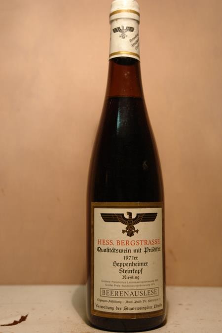 Hessische Staatsweingüter Domaine Bergstrasse - Heppenheimer Steinkopf Riesling Beerenauslese 1971 Hessische Staatsweingüter Domaine Bergstrasse - Heppenheimer Steinkopf Riesling Beerenauslese 1971