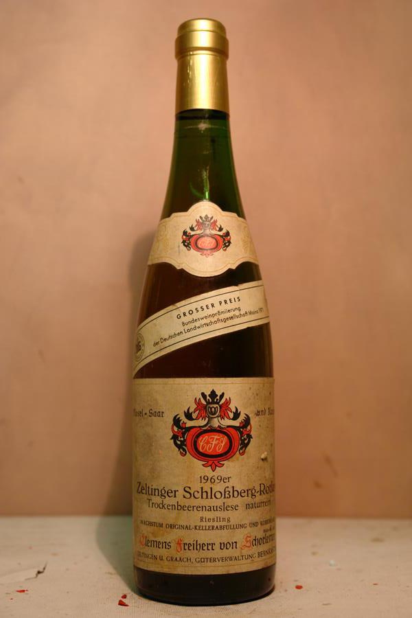 Clemens Freiherr von Schorlemer -Zeltinger Schlossberg-Rotlay Riesling Trockebeerenauslese Goldkapsel 1969