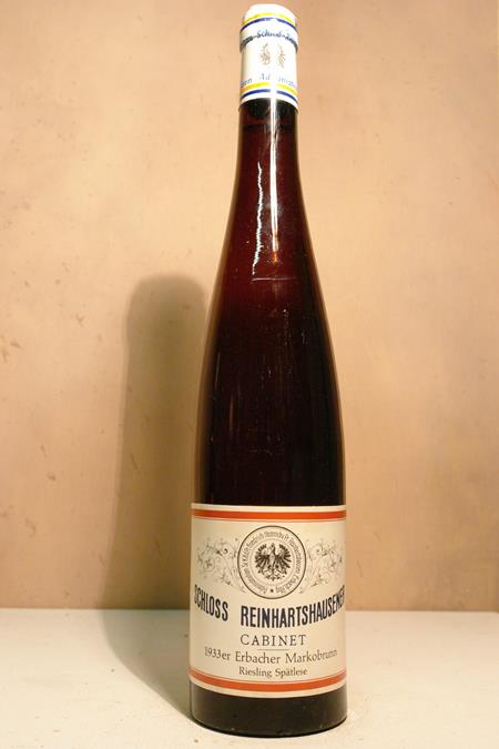 Schloss Reinhartshausen - Erbacher Markobrunn Riesling Spätlese Cabinet 1933 'ex estate treasure chamber 2018'