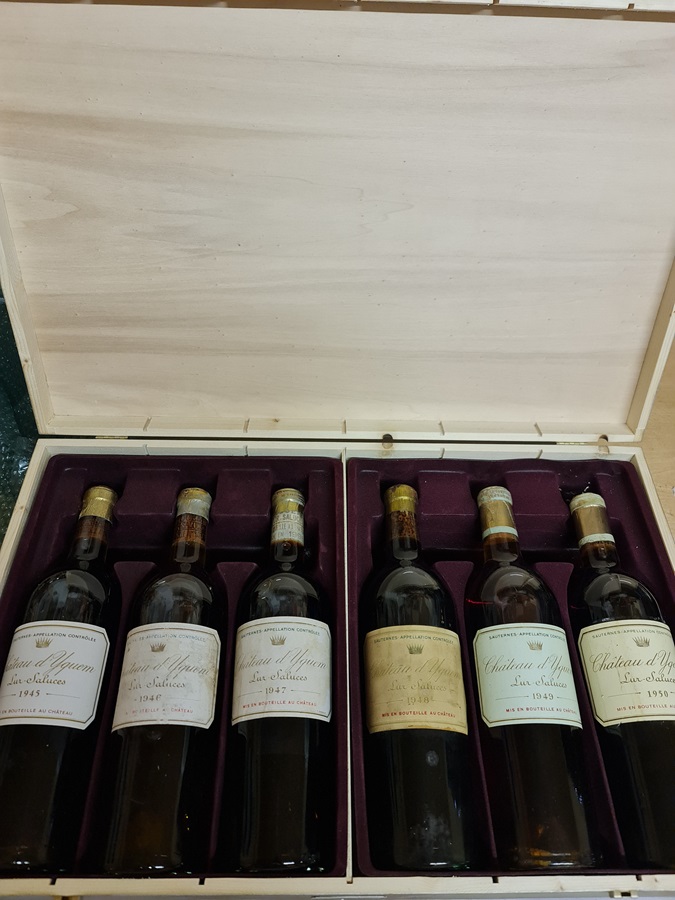 Château d´ Yquem VERTICAL of 6 vintages 1945 1946 1947 1948 1949 1950 OWC 6 bottles 4500ml Château d´ Yquem VERTICAL of 6 vintages 1945 1946 1947 1948 1949 1950 OWC 6 bottles 4500ml