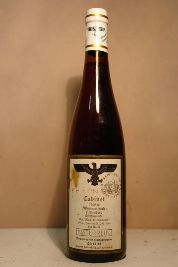 Hessische Staatsweingüter Kloster Eberbach - Assmannshäuser Höllenberg Spätburgunder Rot-Weiss Beerenauslese Fass Nr. 35 Versteigerungswein 1966