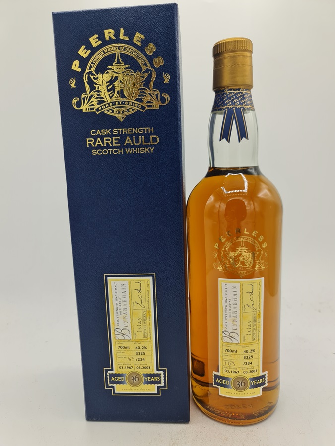Bunnahabhain 1967 36 Years Old bottled 2003 Oak Cask No. 3325 Islay Single Malt Scotch Whisky 40,2% alc by Vol. Duncan Taylor Peerless Cask Strength Rare Auld Edition 70cl