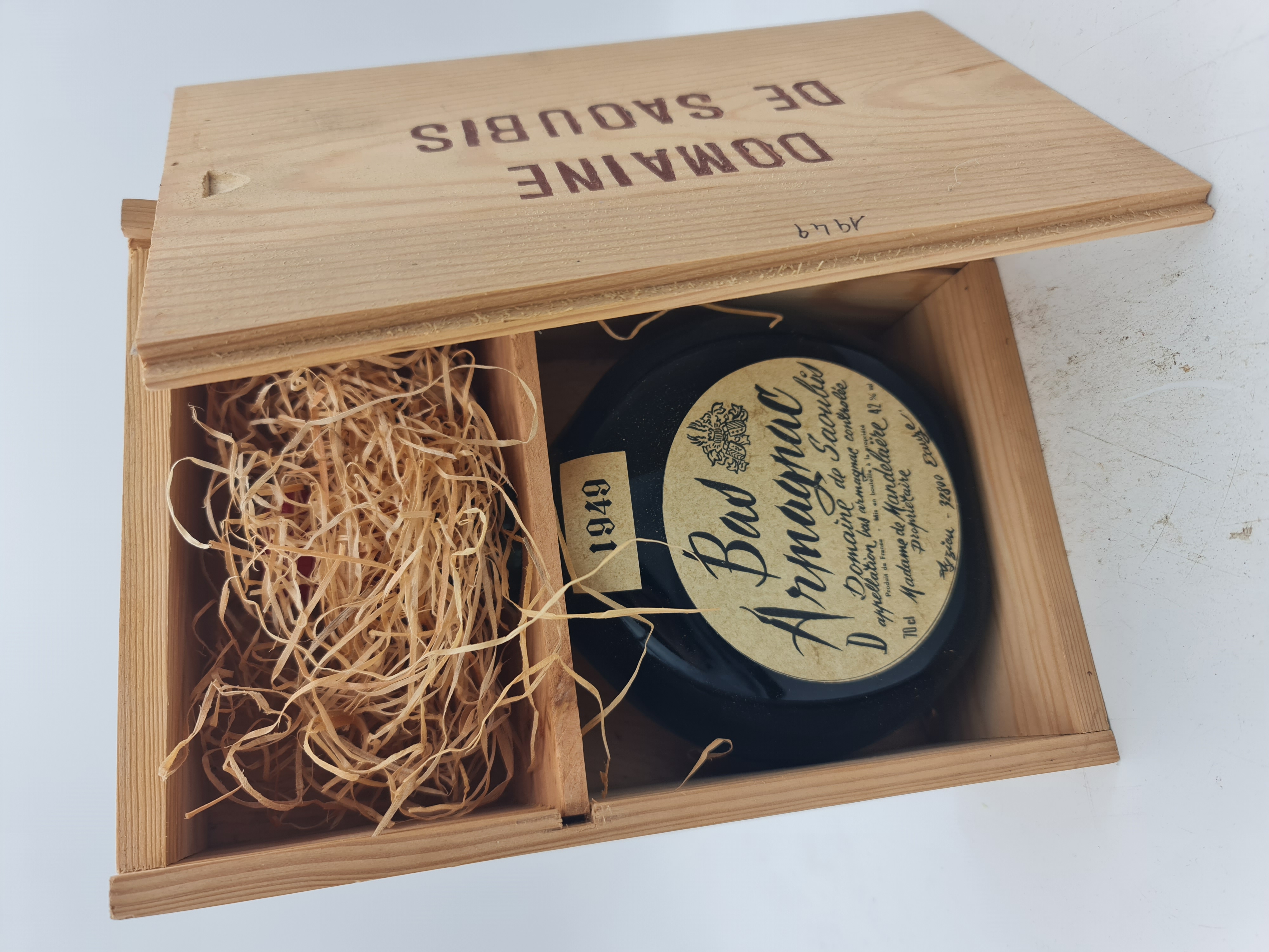 Domaine de Saoulis Madame de Mandelaere - Bas-Armagnac Vintage 1949 42% vol. alc. 70cl in Holzkiste 