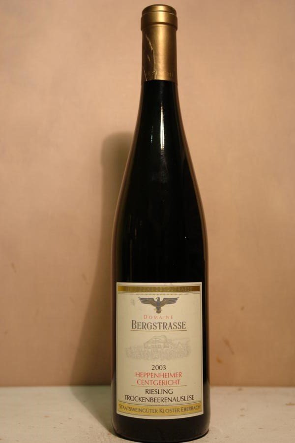 Hessische Staatsweingüter Domaine Bergstrasse - Heppenheimer Centgericht Riesling Trockenbeerenauslese 2003 375ml