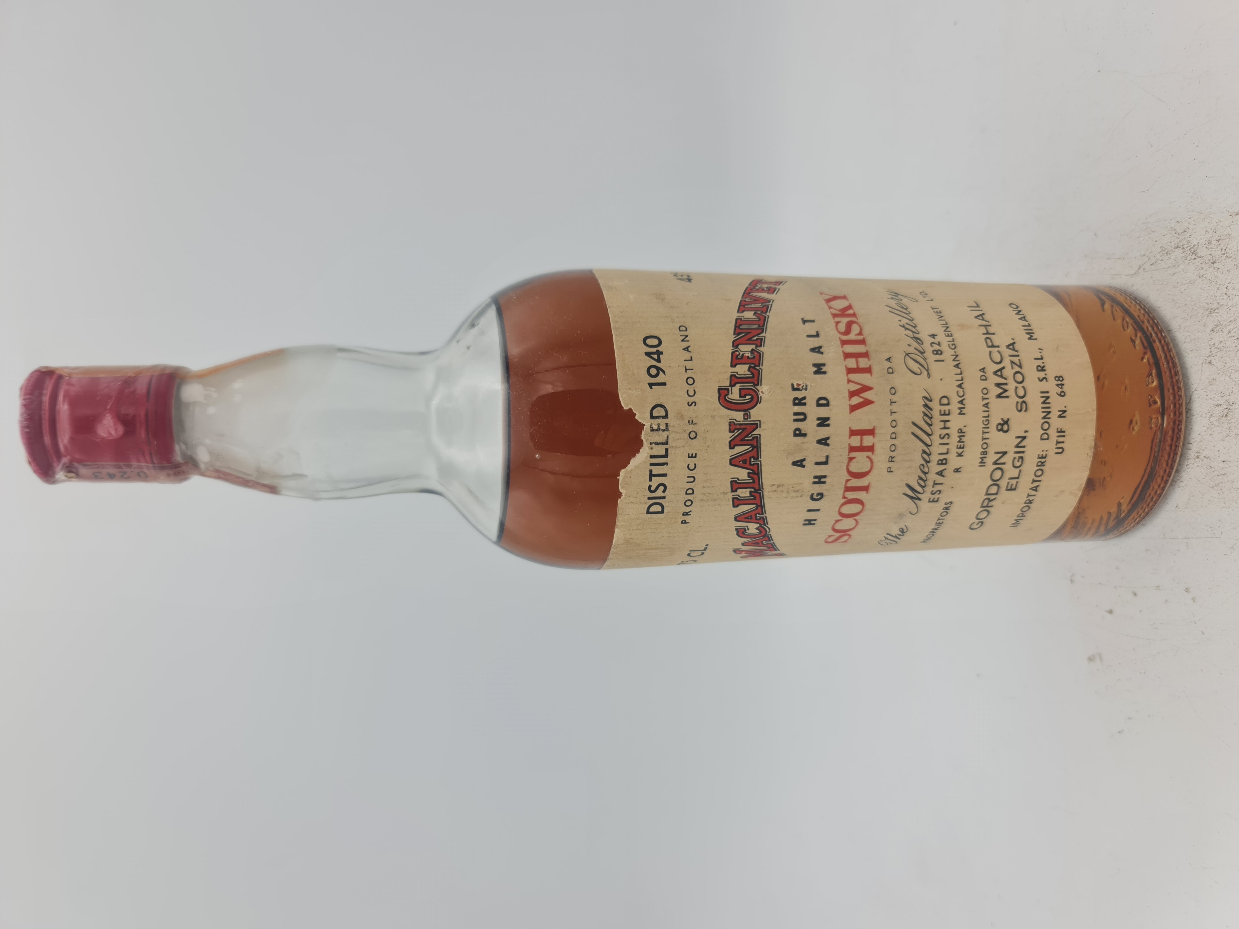 Macallan-Glenlivit Pure Highland Malt Whisky distilled 1940 43% vol. 750ml by Gordon & MacPhail