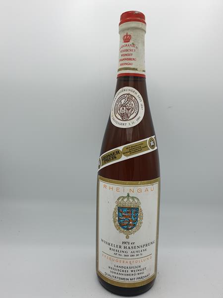 Landgräflich hessisches Weingut Johannisberg - Winkeler Hasensprung Riesling Auslese Versteigerunsgwein 1971