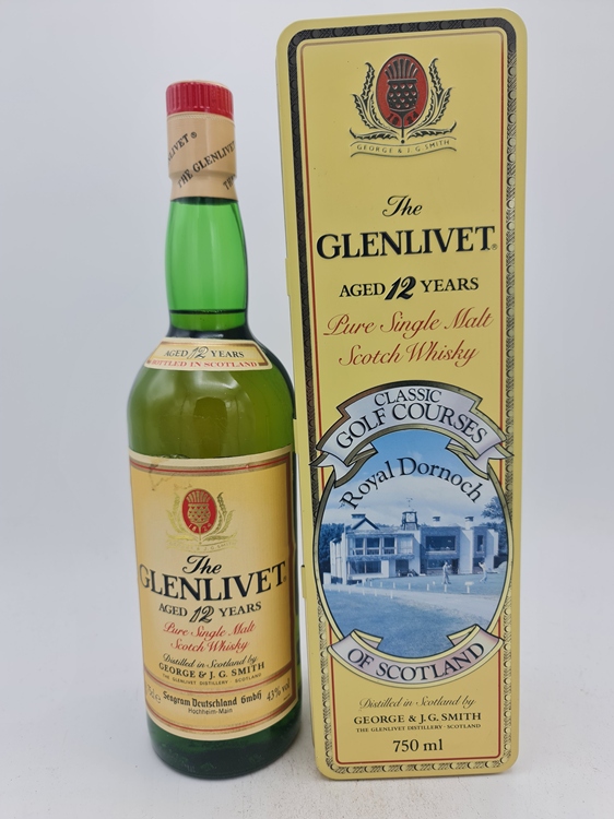 Glenlivet 12 Years Old Classic Golf Courses of Scotland Royal Dornoch Pure Single Malt Scotch Whisky 43% alc by vol 750ml with OC