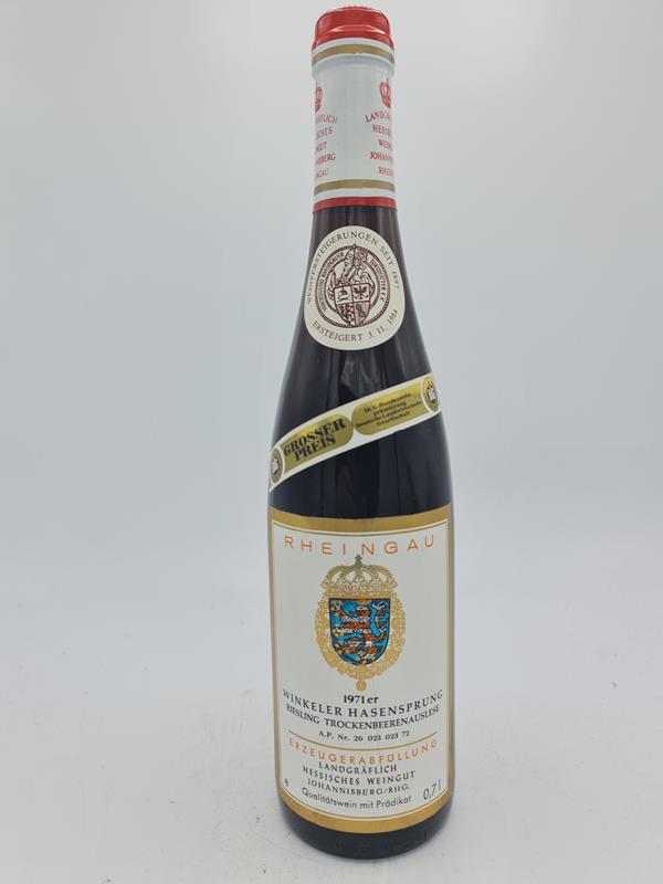 Landgräflich Hessiches Weingut Johannisberg 'Prinz von Hessen' - Winkeler Hasensprung Riesling Trockenbeerenauslese Versteigerungswein 1971
