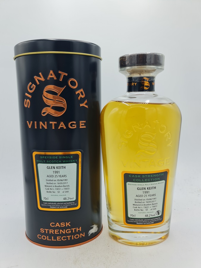 Glen Keith 1991 25 Year Old bottled 2017 Single Malt Scotch Whisky Bourbon Barrels 73651 and 73653 Signatory Cask Strength Coll. 48.2% alc by vol. 70cl