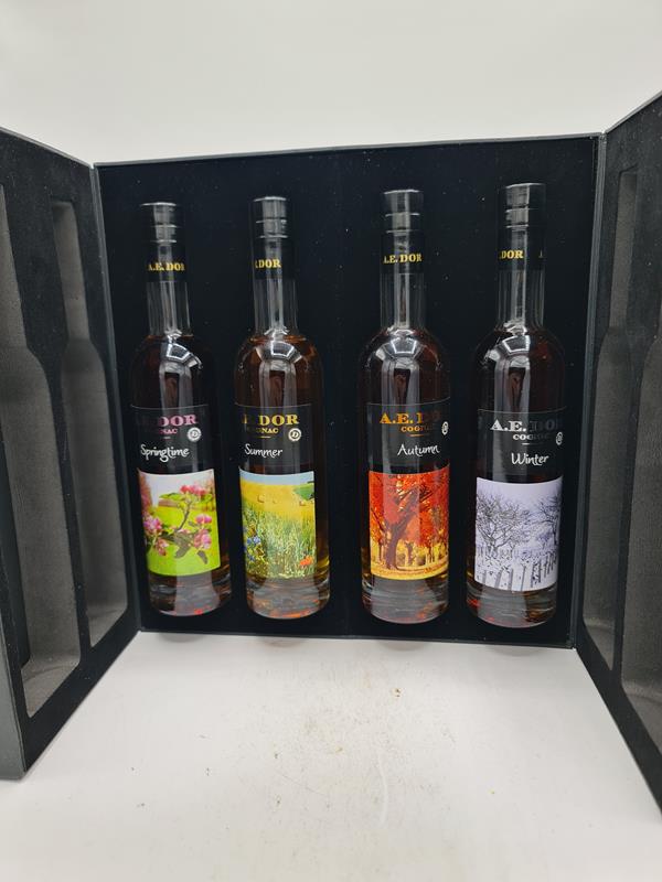 Cognac A.E. DOR Seasons 4 bottles 200ml each 40% alc by vol. NV in OC