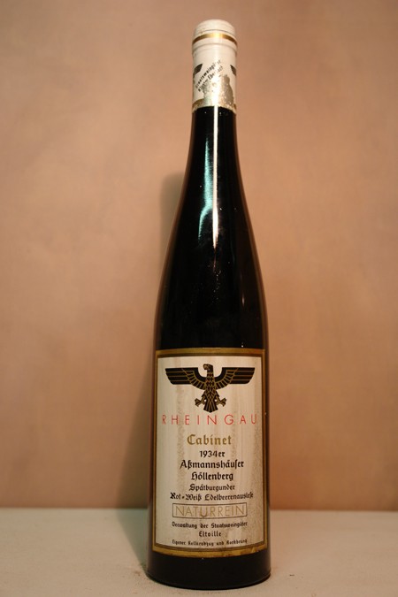 Hessische Staatsweingüter Kloster Eberbach - Assmannshäuser Höllenberg Spätburgunder Rot-Weiss Edelbeerenauslese Cabinet 1934