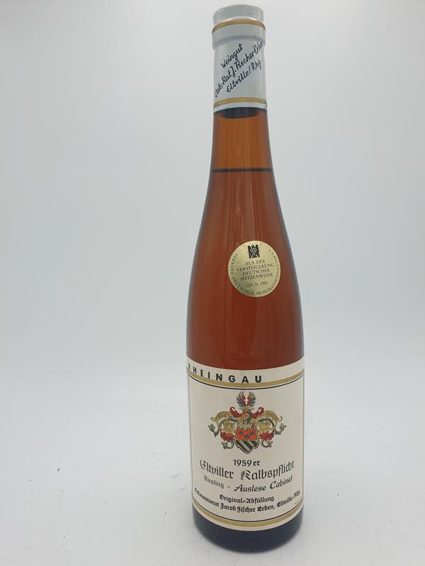 Ökonomierat Jacob Fischer Erben - Eltviller Kalbspflicht Riesling Auslese Cabinet Versteigerungswein 1959