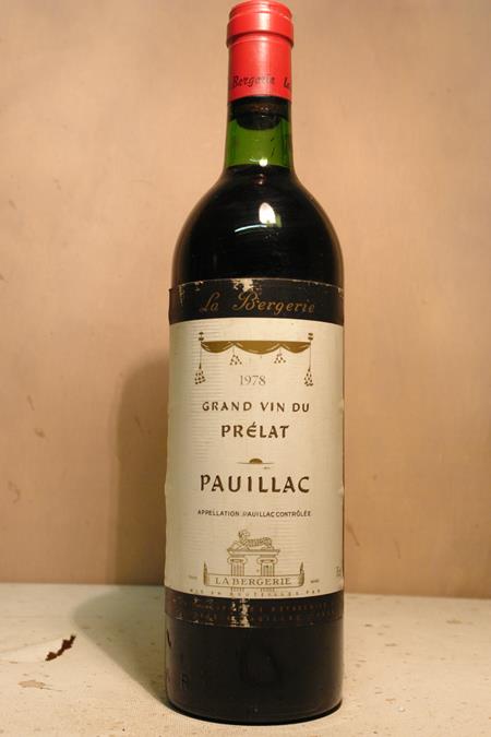 Château Mouton Baron Philippe de Rothschild La Bergerie Grand Vin Du Prélat Pauillac 1978