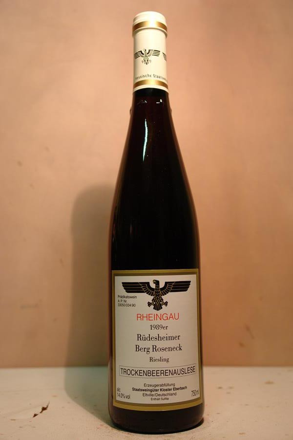 Hessische Staatsweingüter Kloster Eberbach - Rüdesheimer Berg Roseneck Riesling Trockenbeerenauslese 1989