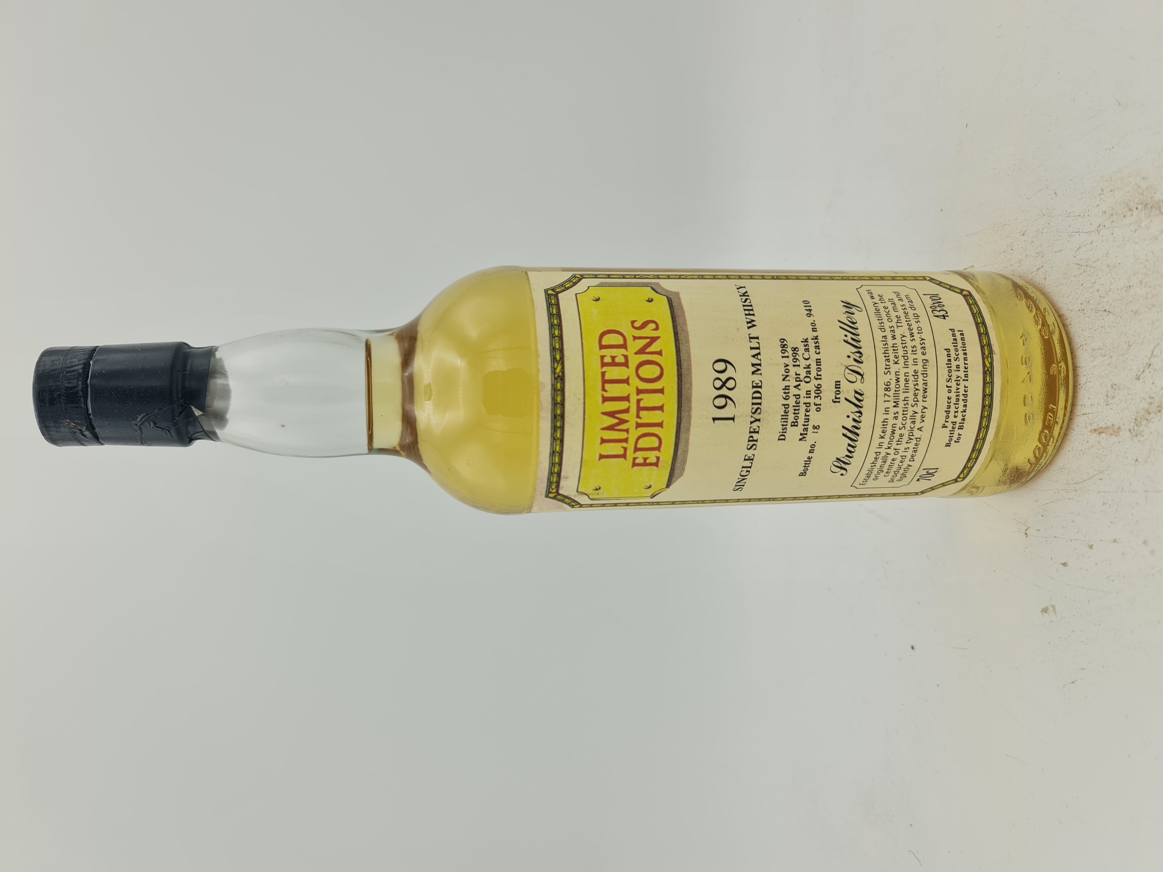 Strathisla 1989 bottled 1998 Single Speyside Malt Whisky Blackadder Limited Editions 43% vol. 700ml