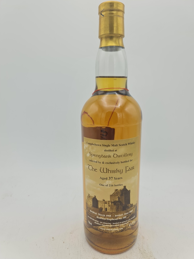 Springbank 1968 37 Years Old bottled 2005 The Whisky Fair (WF) Bourbon Hogshead No. 488 47,5% alc by vol. 700ml 216 bot
