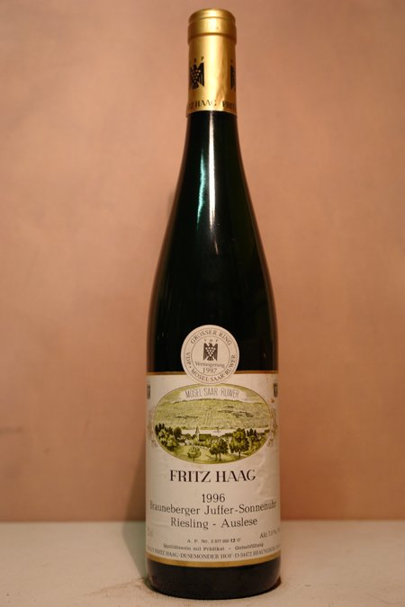 Fritz Haag  - Brauneberger Juffer Sonnenuhr Riesling Auslese Goldkapsel Versteigerungswein 1996