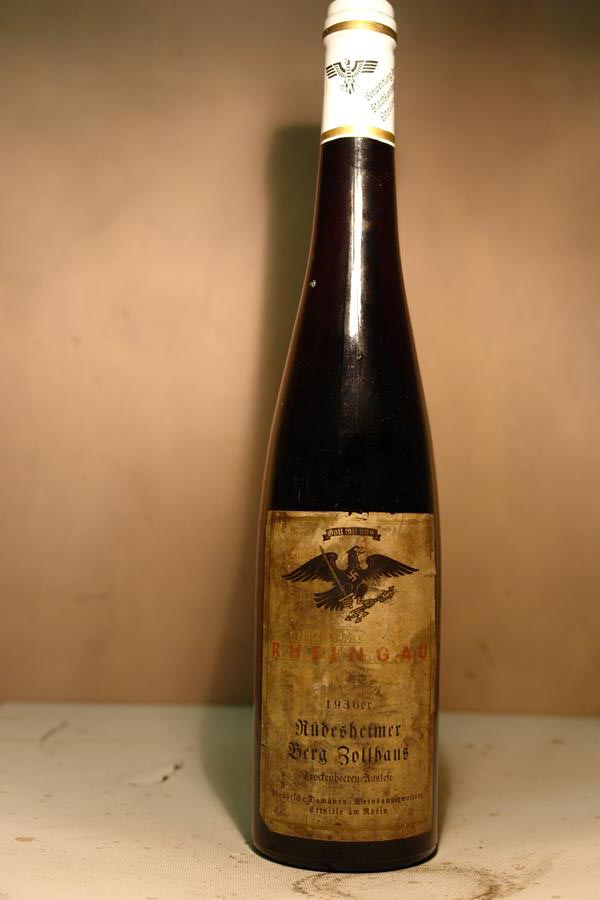 Hessische Staatsweingüter Kloster Eberbach - Rüdesheimer Berg Zolhaus Riesling Trockenbeerenauslese 1936