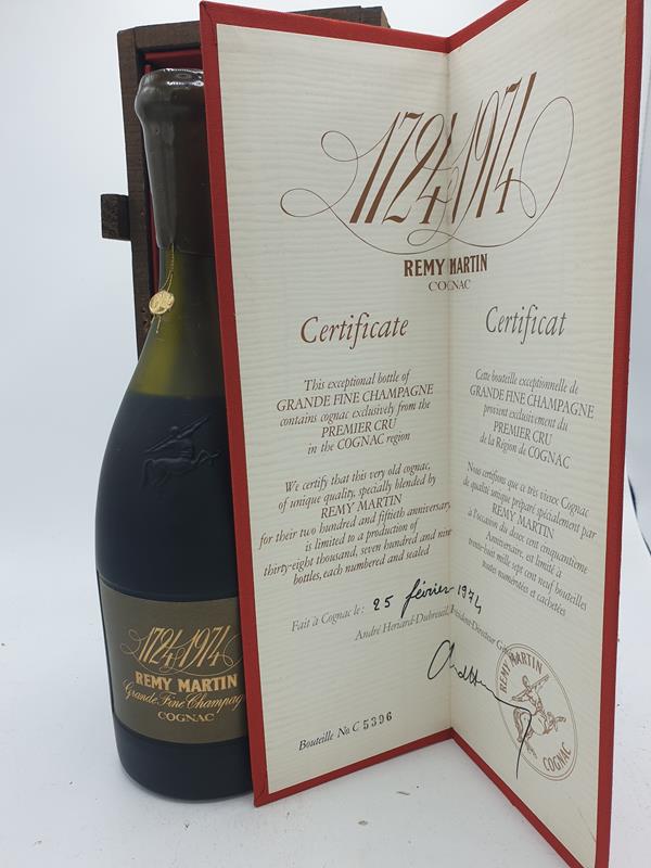 Remy Martin 250th Anniversary Cognac 1724 - 1974 Grande Fine Champagne with Certificate and wooden box 750ml