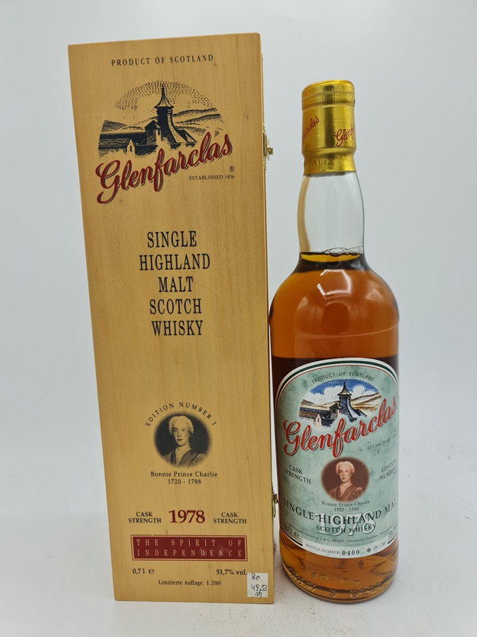 Glenfarclas 1978 bottled 1996 Highland Single Malt Scotch Whisky Edition No. 1 Bonnie Prince Charlie 51,7% alc by vol. 70cl