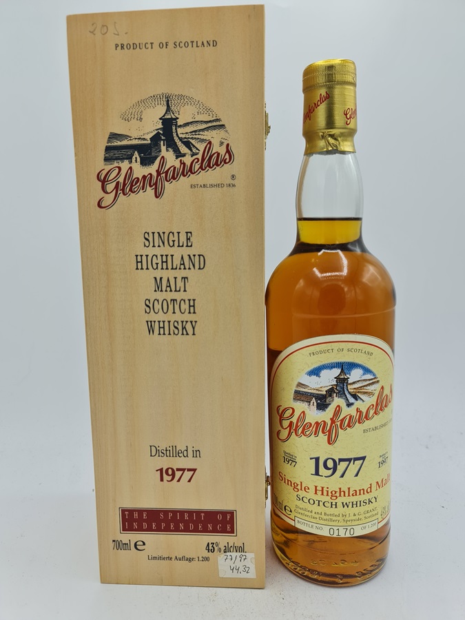 Glenfarclas 1977 bottled 1997 Highland Single Malt Scotch Whisky Spirit of Independence 43,0% alc by vol. 70cl