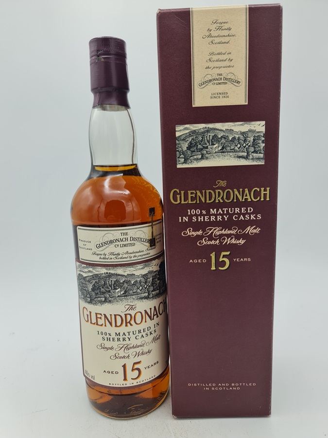 Glendronach 15 Years Old 100% Matured in Sherry Casks Old Bottling Single Highland Malt Scotch Whisky 700ml 40% alc by vol with OC