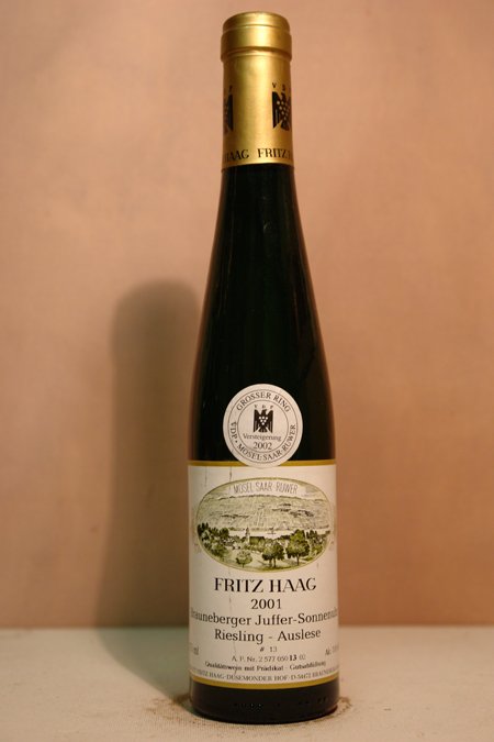 Fritz Haag  - Brauneberger Juffer-Sonnenuhr Riesling Auslese N13 Goldkapsel Versteigerungswein 2001 375ml