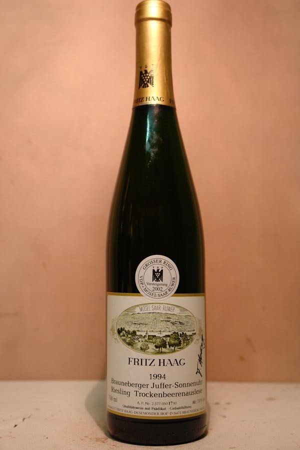 Fritz Haag  - Brauneberger Juffer-Sonnenuhr Riesling Trockenbeerenauslese Goldkapsel Versteigerungswein 1994